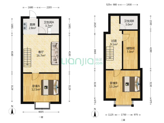 国际时代广场 2室1厅2卫 55平方