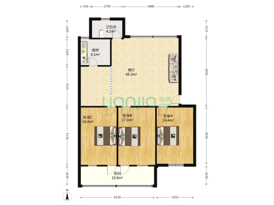 汉阳大街9号院 3室1厅1卫 127平方