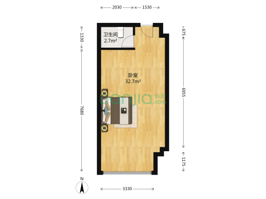 浩博天庭 1室0厅1卫 50平方