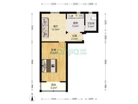 运光路47-49号 1室1厅1卫 51平方