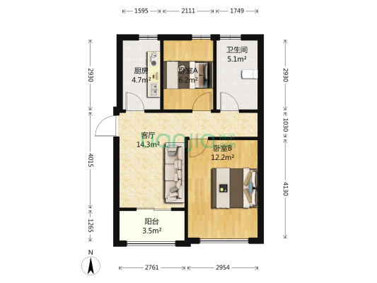 海峡城云珑湾 2室1厅1卫 153平方