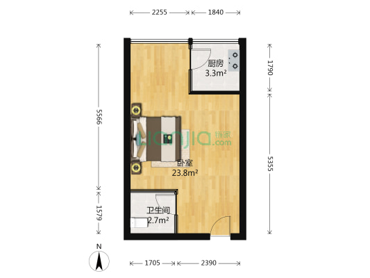 亚星盛世家园 1室0厅1卫 38平方