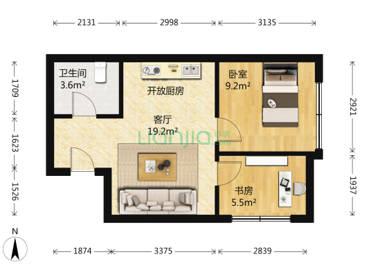 第九街区二期 2室1厅1卫 55平方