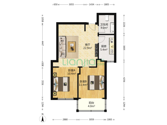 政法公寓一期 2室1厅1卫 81平方