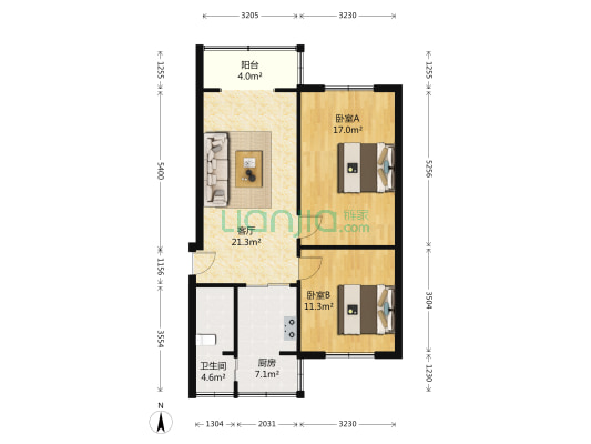 西马棚街29号 2室1厅1卫 68平方