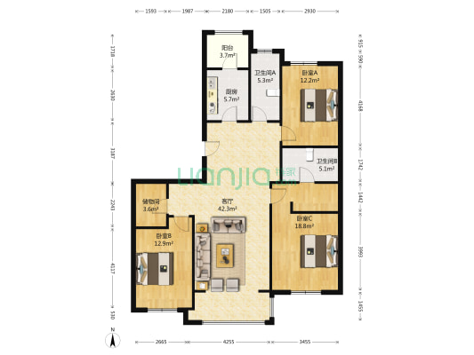 北岸·润和城 3室1厅2卫 156平方