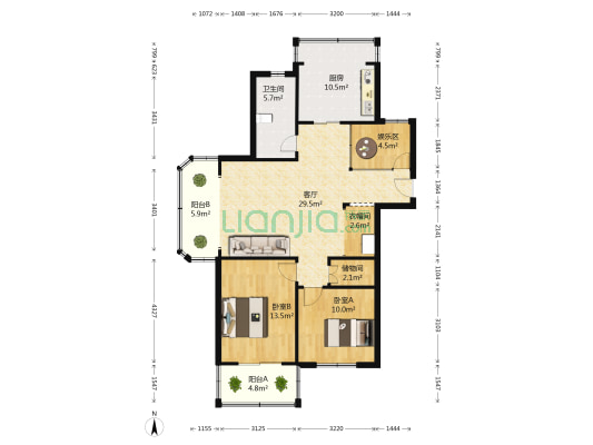 华能城市花园 2室1厅1卫 101平方