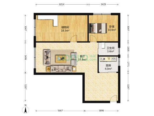 盛滨花园A区 1室1厅1卫 100平方