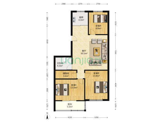 徐衙巷小区 3室1厅1卫 101平方