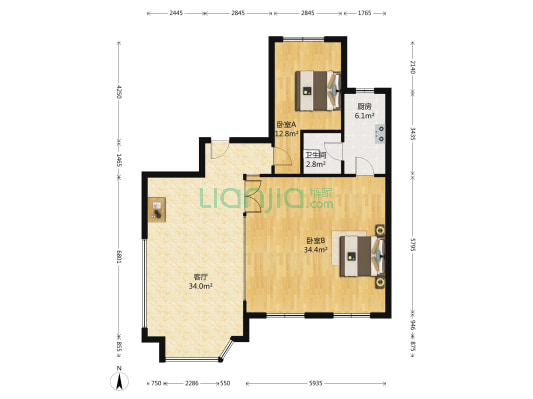 阳光名家 2室1厅1卫 144平方