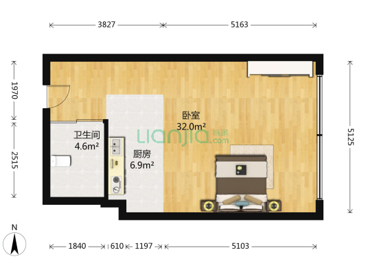 金玉良园 1室0厅1卫 64平方