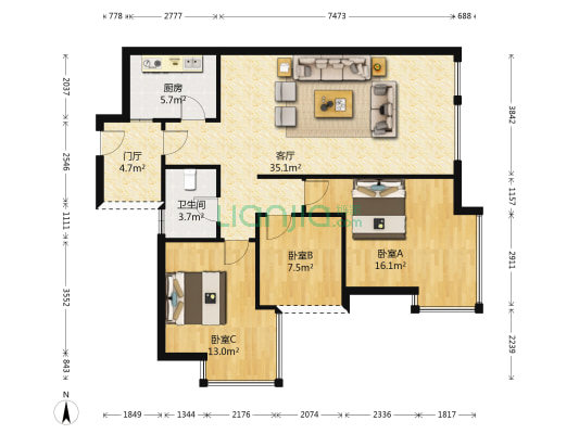 国光揽悦 3室1厅1卫 97平方