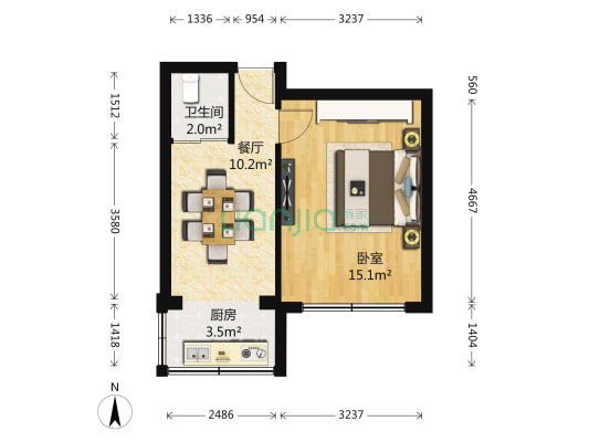 古城丁区 1室1厅1卫 41平方