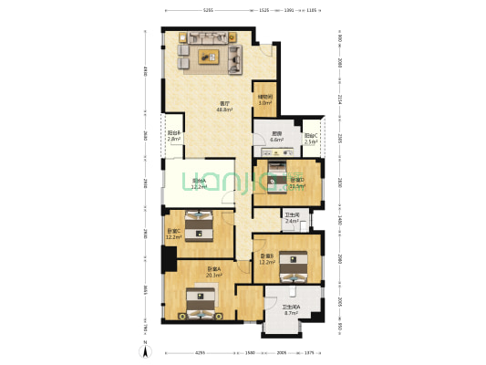 万科润园 4室1厅2卫 167平方