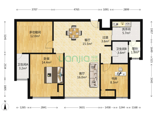 盛世天城二期 3室2厅3卫 105平方