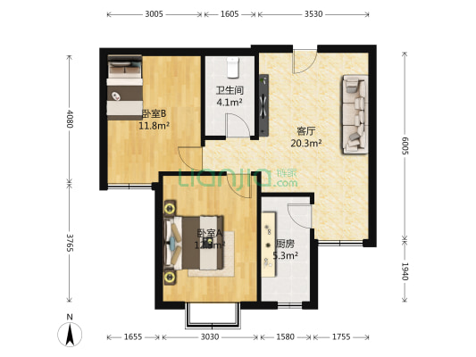 辽河园 2室1厅1卫 76平方
