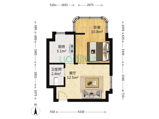 恒滨名宫 1室1厅1卫 47平方