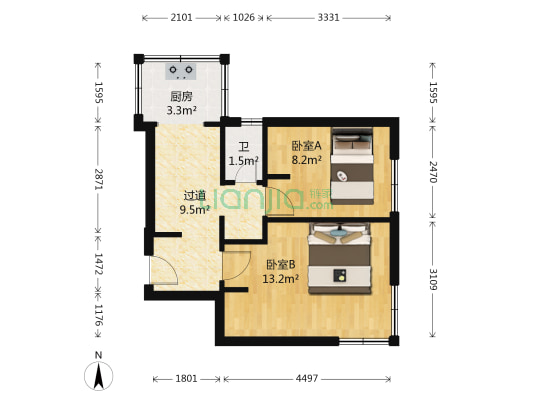 经一街 2室0厅1卫 46平方