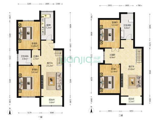 海牛花园 4室2厅2卫 84平方