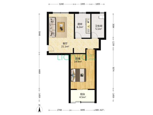 长达佳苑宜居尚城 1室1厅1卫 57平方