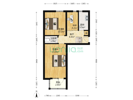 钟表北园 3室1厅1卫 57平方