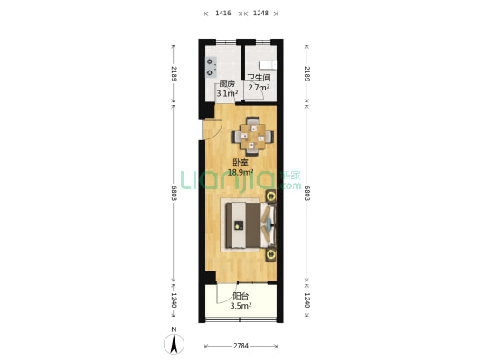 赤岗苑 1室0厅1卫 38平方