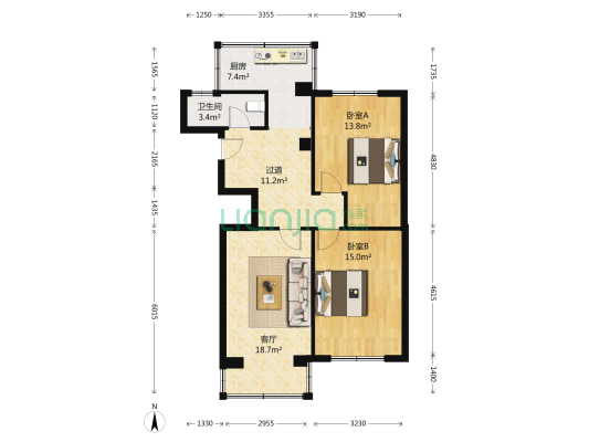 合力巷 2室1厅1卫 85平方