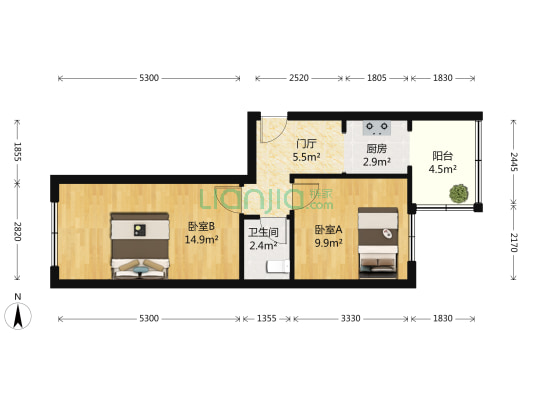 建工小区 2室0厅1卫 46平方