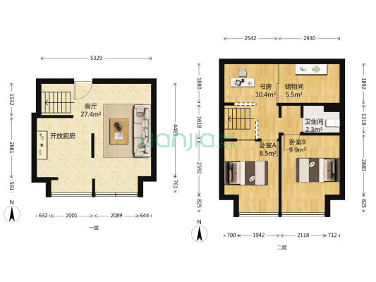 龙湖新壹城 3室1厅1卫 45平方