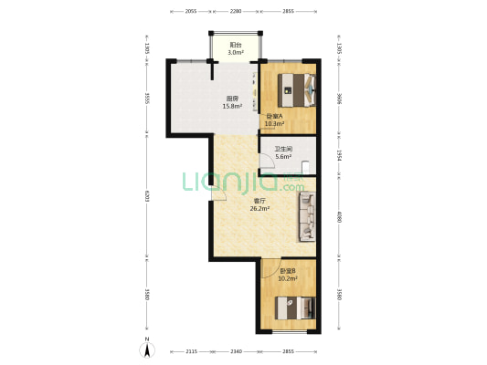 金紫邑 2室1厅1卫 92平方