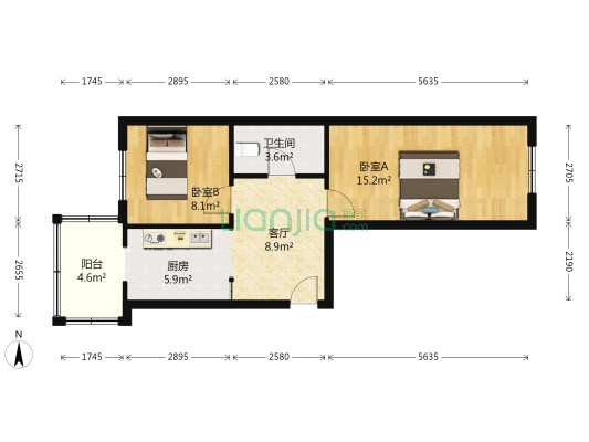 八中生态小区 2室1厅1卫 59平方