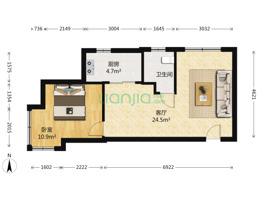 证大光明城 1室1厅1卫 63平方