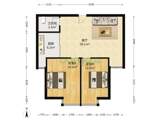 长城花园 2室1厅1卫 101平方