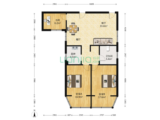 金茂小区 3室1厅1卫 127平方