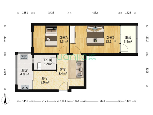 丰乐路24号院 2室2厅1卫 58平方