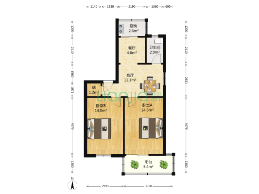 阜阳路178号 2室2厅1卫 74平方