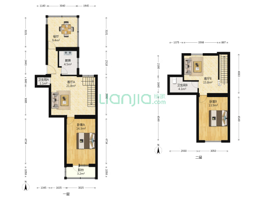 建业苑(松榆北路7号院) 2室3厅2卫 96平方