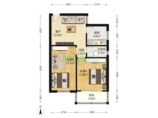 共和五村 2室1厅1卫 66平方