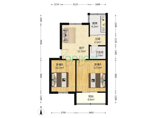 汝河路14号院 2室1厅1卫 63平方