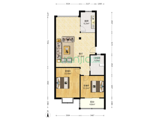 五十八街坊 2室1厅1卫 94平方