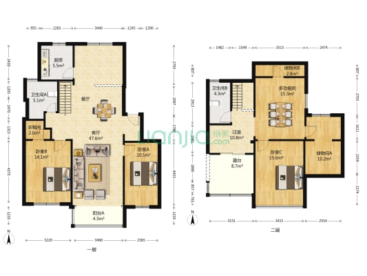 梅花山庄丽景苑 4室1厅2卫 176平方