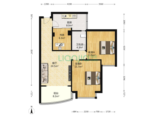 金龙雅苑 3室1厅1卫 84平方