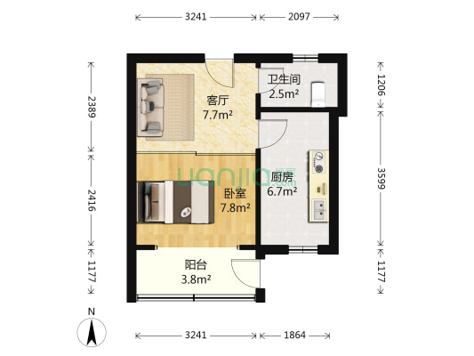 玉田新村 1室1厅1卫 38平方