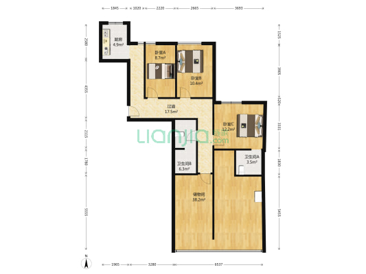 东安景苑 3室0厅2卫 128平方