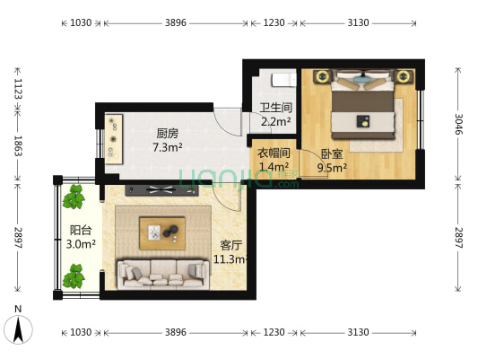 南虹雅园 1室1厅1卫 45平方