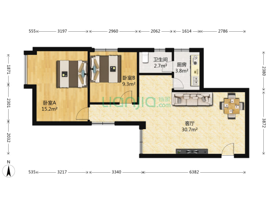 新柿苑 2室1厅1卫 83平方