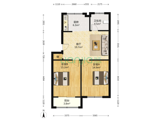 火炬新村 2室1厅1卫 77平方