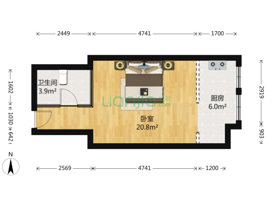 学府茗苑 1室0厅1卫 41平方