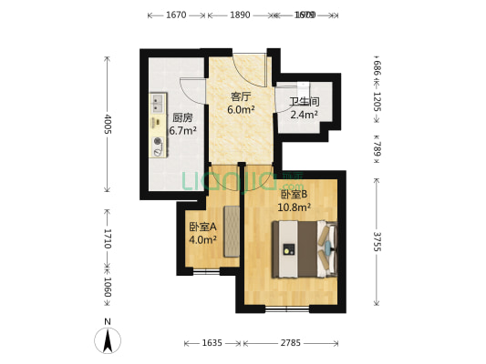 四通新居 2室1厅1卫 54平方