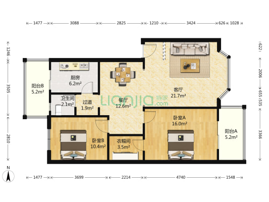 府河名居一期 2室2厅1卫 102平方